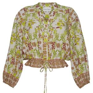 NWT Cara Cara Perrin Top Vine Floral Mint Green XS